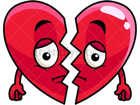 Broken Heart Emoji Cartoon Vector Clipart - FriendlyStock