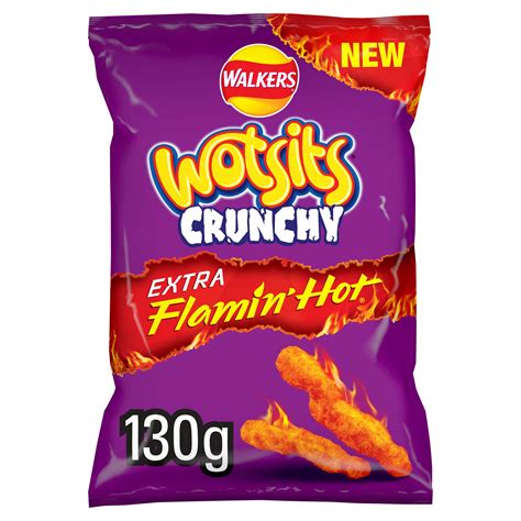 Wotsits Crunchy Extra Flamin Hot Sharing Bag Crisps 130g Sharing