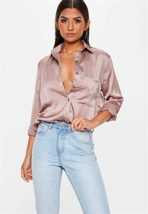 Pink Oversized Satin Shirt Missguided Chic Summer Outfits Satin