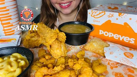 Asmr Popeyes Fried Chicken Popcorn Shrimp Mac N Cheese Gravy Apple