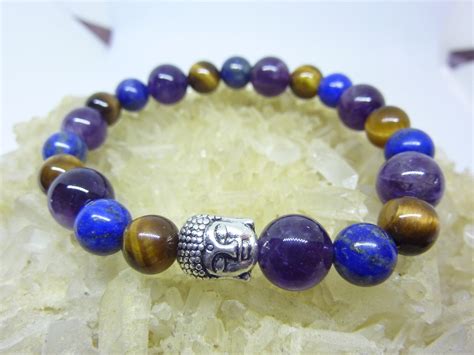 Bracelet Oeil De Tigre Lapis Lazuli Amethyste Protection Paix