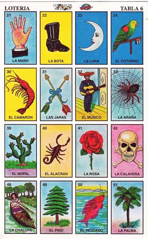 Pin De Ana Lili En 90 Lotería Mexicana Tablas De Loteria Cartas De