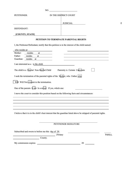 Printable Termination Of Parental Rights Form Florida Printable Forms