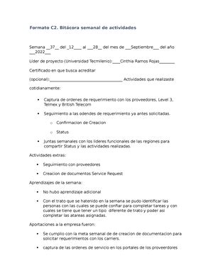 Actividad Bitacora Formato C Bit Cora Semanal De Actividades