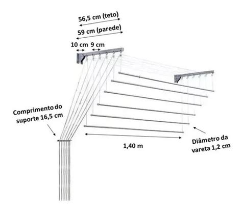 Varal Pr Tico M Varetas Independentes Teto Parede A O
