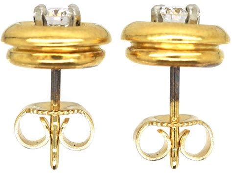 18ct Gold And Diamond Circle Earrings 393s The Antique Jewellery Company