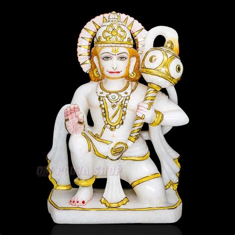 30 Standing Hanuman Statue Handmade Cultured Marble 56 OFF