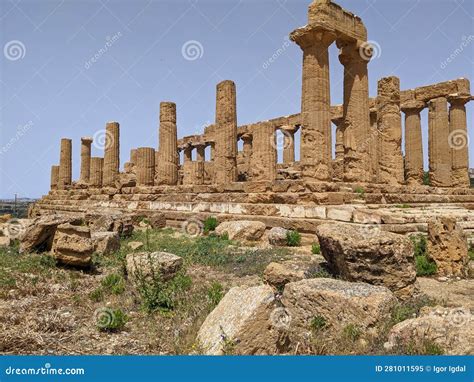 Las Ruinas Del Antiguo Templo Griego De Concordia En El Valle De Los