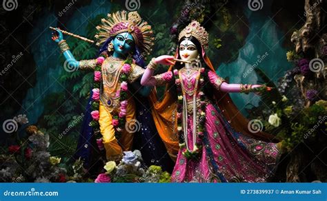 Lord Radha Krishna Are Known For Their Divine Love And Devotion Towards Each Other Stock