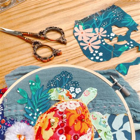 Kona The Sea Turtle Slow Stitch Embroidery Hoop Craft Project Sewing