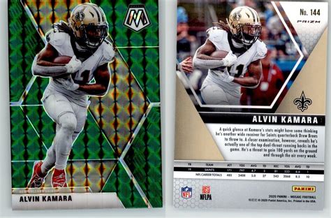 Alvin Kamara Panini Mosaic Green Prizm New Orleans Saints Ebay