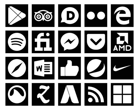 20 Social Media Icon Pack Including Nike Like Fiverr Word Safari