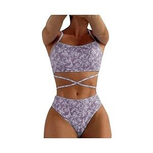 Generico Fronte Della Stampa Del Costume Da Bagno Delle Signore Del Bikini Spaccato Multicolore