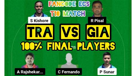 TRA Vs GIA Dream11 Team TRA Vs GIA Dream11 Prediction TRA Vs GIA