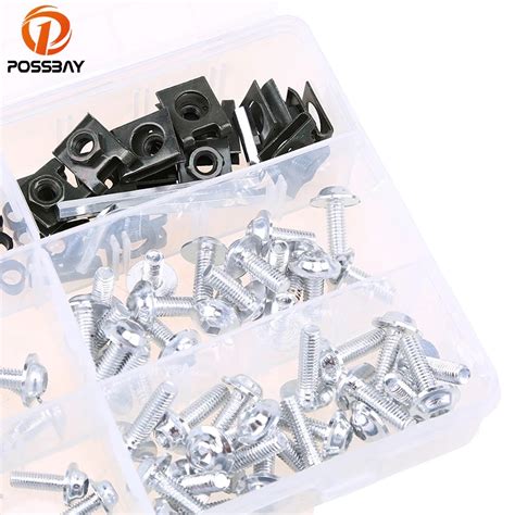 POSSBAY 177Pcs Universal Motorcycle Fairing Bolt Kit Bodywork Screws