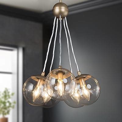 Durent Lighting Modern Black And Gold Chandelier 5 Light Pendant Light