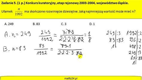 Rozwinięcie dziesiętne skończone zadanie konkursowe MatFiz24 PL