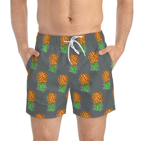 Upside Down Pineapple Swim Trunks Gray Swimwear Multicolored Swim