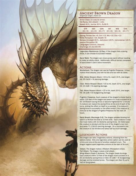 5e D D Homebrew Brown Dragon Stat Block The Arcane Athenæum Dnd