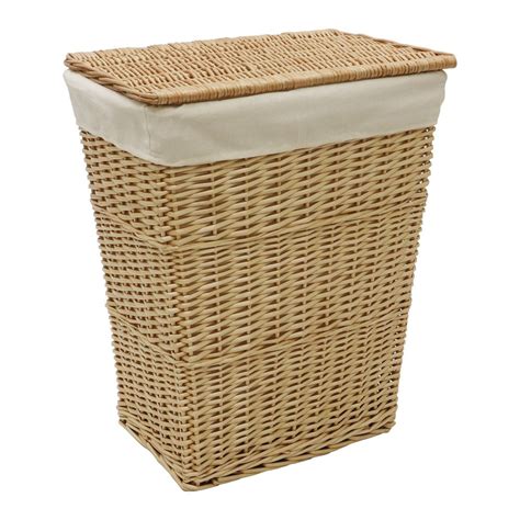 Acacia Rectangular Willow Laundry Basket JVL Homeware Solutions