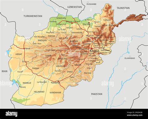 Mappa Fisica Dell Afghanistan Molto Dettagliata Con Etichettatura