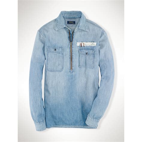 Polo Ralph Lauren Denim Pullover Shirt in Indigo Denim (Blue) for Men ...