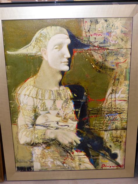 ARMEN GASPARYAN (B.1966) ARMENIAN, ARR, HARLEQUIN WITH VIOLIN, SIGNED ...