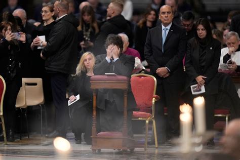 Pope And Argentine President Milei Embrace After Pontiff Canonizes