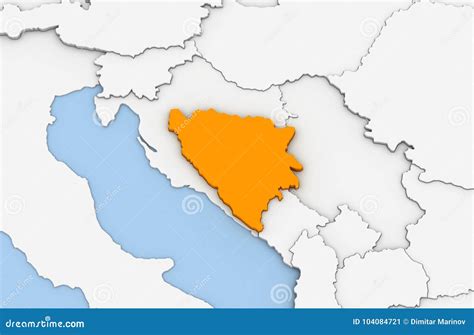 3d Rinden Del Mapa Abstracto De Bosna Y De Hercegovina Stock De