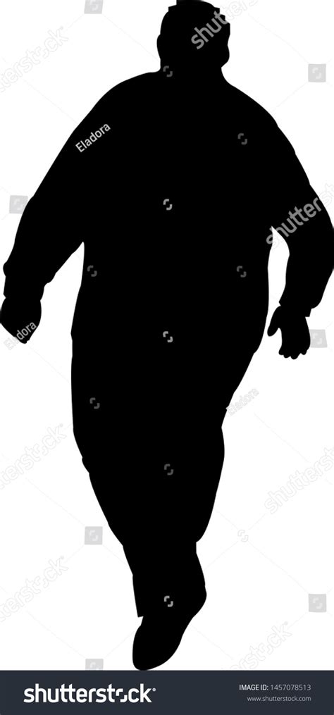 Fat Man Walking Silhouette Vector Vector De Stock Libre De Regalías