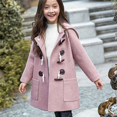 Girls Woolen Coat Jacket Outwear 2022 Beautiful Warm Plus Thicken