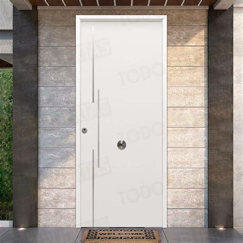 Puerta Galvanizada Acacia Fm Saga Blanca Cara Interior Lisa