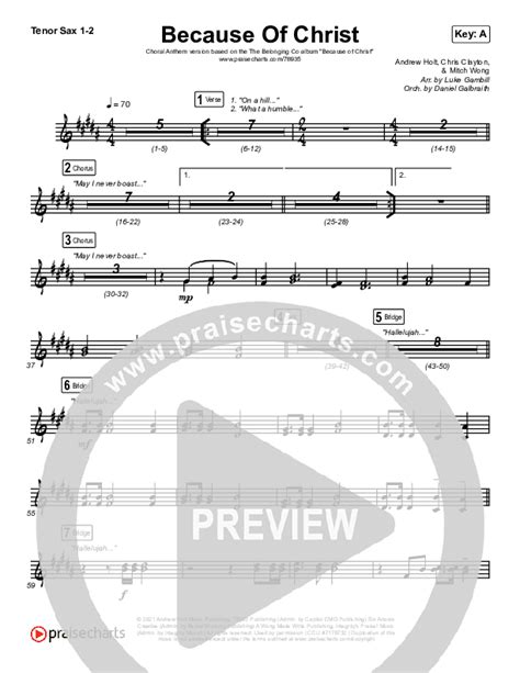 Because Of Christ Choral Anthem Satb Sax Sheet Music Pdf The