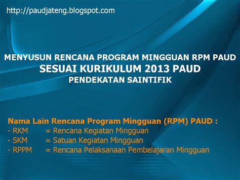 Rpp Paud Rencana Pelaksanaan Pembelajaran Paud K 13 Paud Jateng