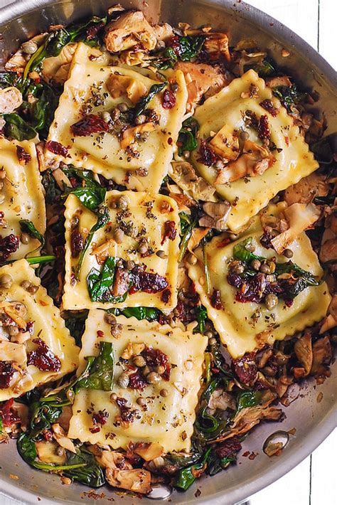 Italian Ravioli With Spinach Artichokes Capers Sun Dried Tomatoes Our Healthy Lifestyle