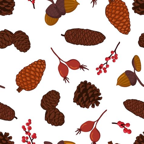 Premium Vector Conifer Cones Vector Seamless Pattern Pine Spruce