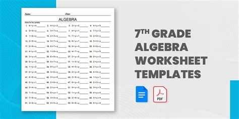 13 7th Grade Algebra Worksheet Templates Free Word PDF