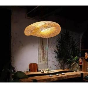 Pendente Borneu Fibra de Bambu 50cm GMH Iluminação Sustentável para