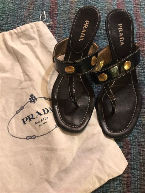 Vintage Prada High Heels Prada Black Leather Patent Leather High