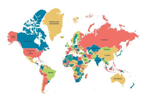 Mundo Mapa Con País Nombres 21254419 Vector En Vecteezy