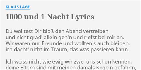 Und Nacht Lyrics By Klaus Lage Du Wolltest Dir Blo