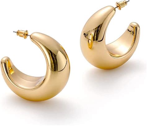 Chunky Thick Gold Hoop Earrings Big Round Hoop Thick Gold Hoop Hoop