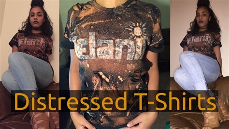 Diy Distressed And Bleached T Shirt How To Revamp Old Shirts Curlobsessed Gg Youtube