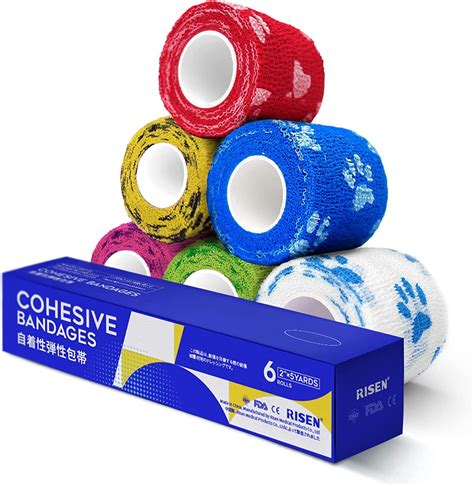 Risen Cohesive Bandage 2” X 5 Yards 6 Rolls Self Adherent Wrap