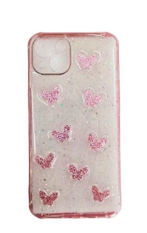 Funda Silicona Transparente Mariposas Y Purpurina Para Iphone Pro Max