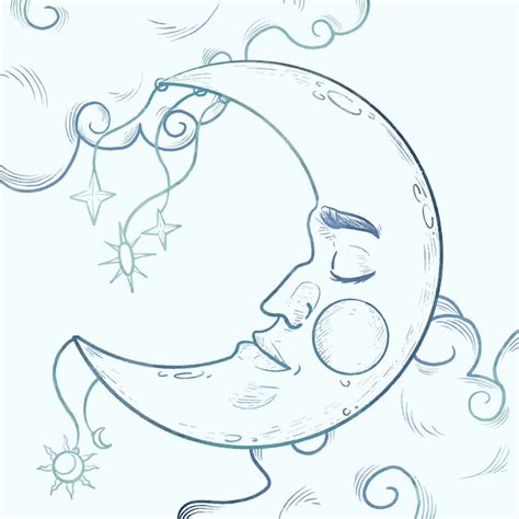 Ilustración De Dibujo De Luna Creciente Acuarela Vector Gratis