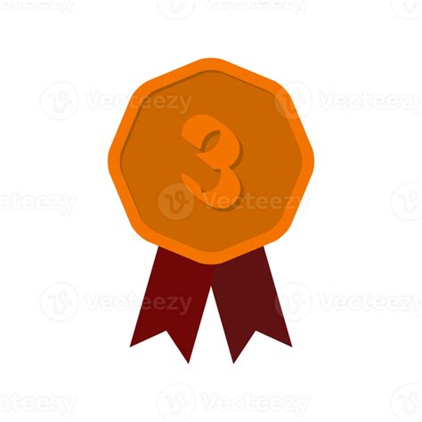 Third Place Bronze Medal Red Ribbon Basic Shape 28631263 PNG