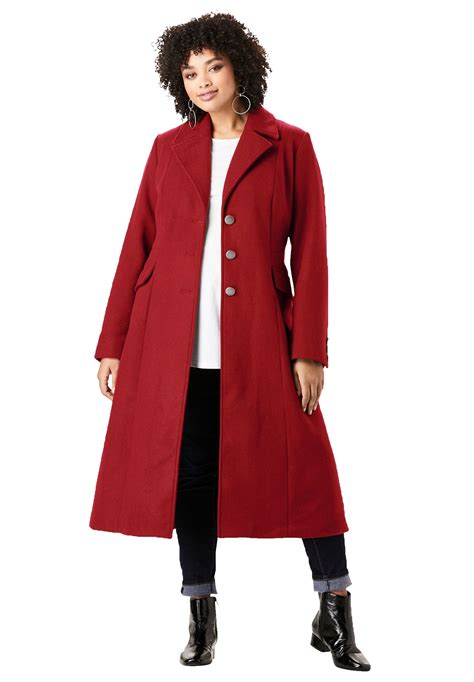 Roamans Roamans Womens Plus Size Long Wool Blend Coat Winter