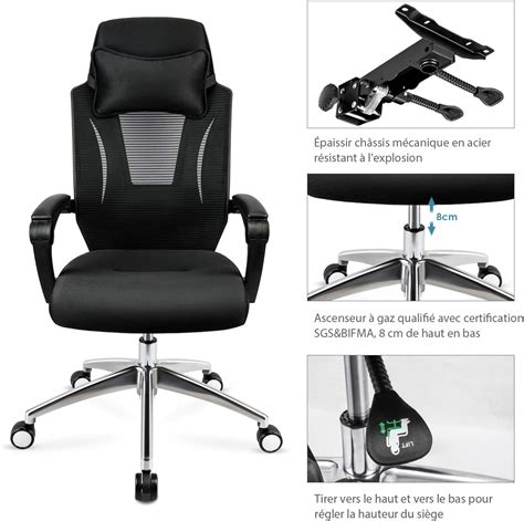 Chaise De Bureau Ergonomique Confortable Avec Oreiller Suppl Mentaire