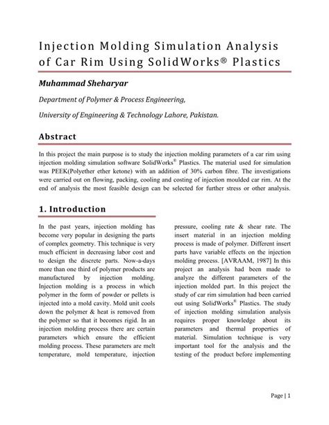 Pdf Injection Molding Simulation Analysis Dokumen Tips